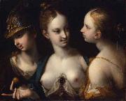 Hans von Aachen Pallas Athena, Venus and Juno oil on canvas